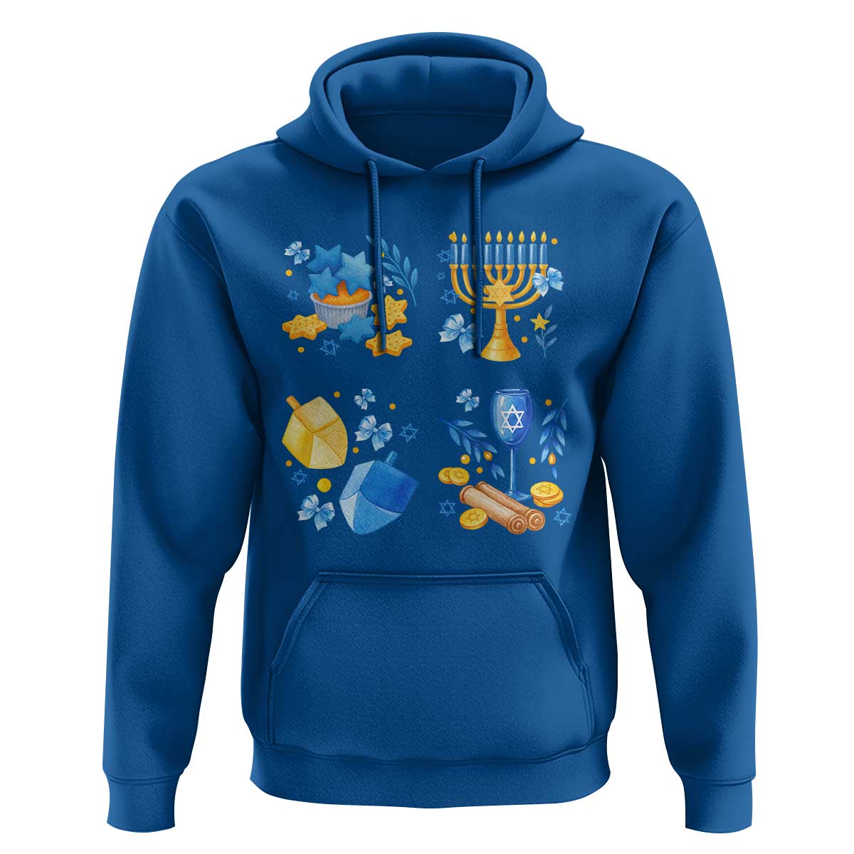 Hanukkah Celebration Hoodie Menorah Star Of David Candle Dreidel Gift - Wonder Print Shop