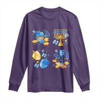 Hanukkah Celebration Long Sleeve Shirt Menorah Star Of David Candle Dreidel Gift - Wonder Print Shop