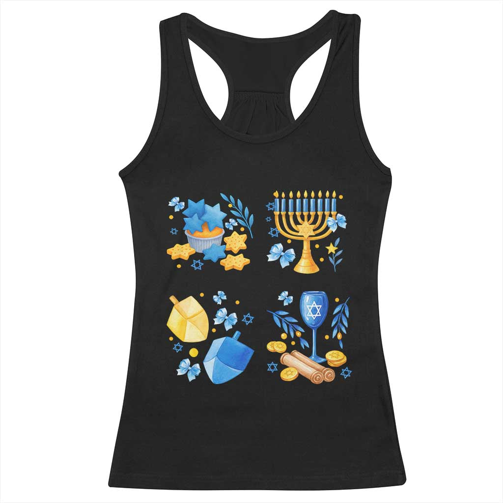 Hanukkah Celebration Racerback Tank Top Menorah Star Of David Candle Dreidel Gift - Wonder Print Shop