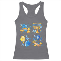 Hanukkah Celebration Racerback Tank Top Menorah Star Of David Candle Dreidel Gift - Wonder Print Shop