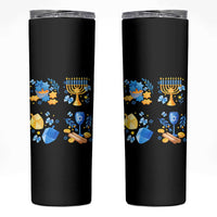 Hanukkah Celebration Skinny Tumbler Menorah Star Of David Candle Dreidel Gift - Wonder Print Shop
