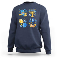 Hanukkah Celebration Sweatshirt Menorah Star Of David Candle Dreidel Gift - Wonder Print Shop