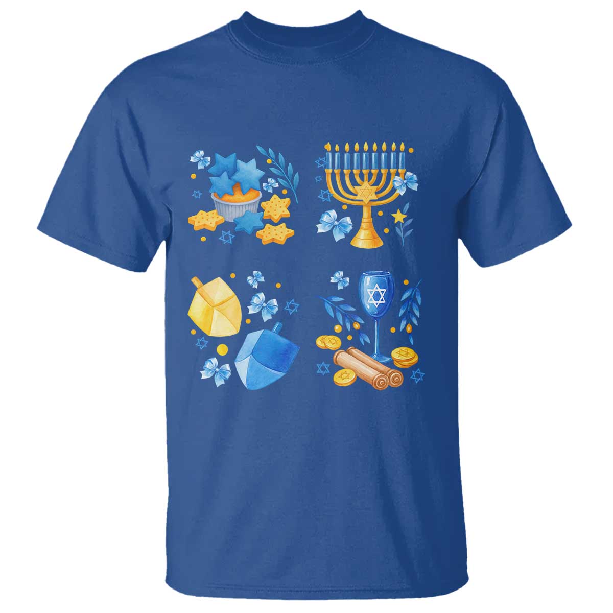 Hanukkah Celebration T Shirt Menorah Star Of David Candle Dreidel Gift - Wonder Print Shop