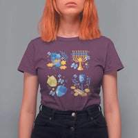 Hanukkah Celebration T Shirt For Women Menorah Star Of David Candle Dreidel Gift - Wonder Print Shop