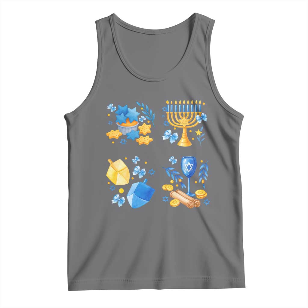 Hanukkah Celebration Tank Top Menorah Star Of David Candle Dreidel Gift - Wonder Print Shop