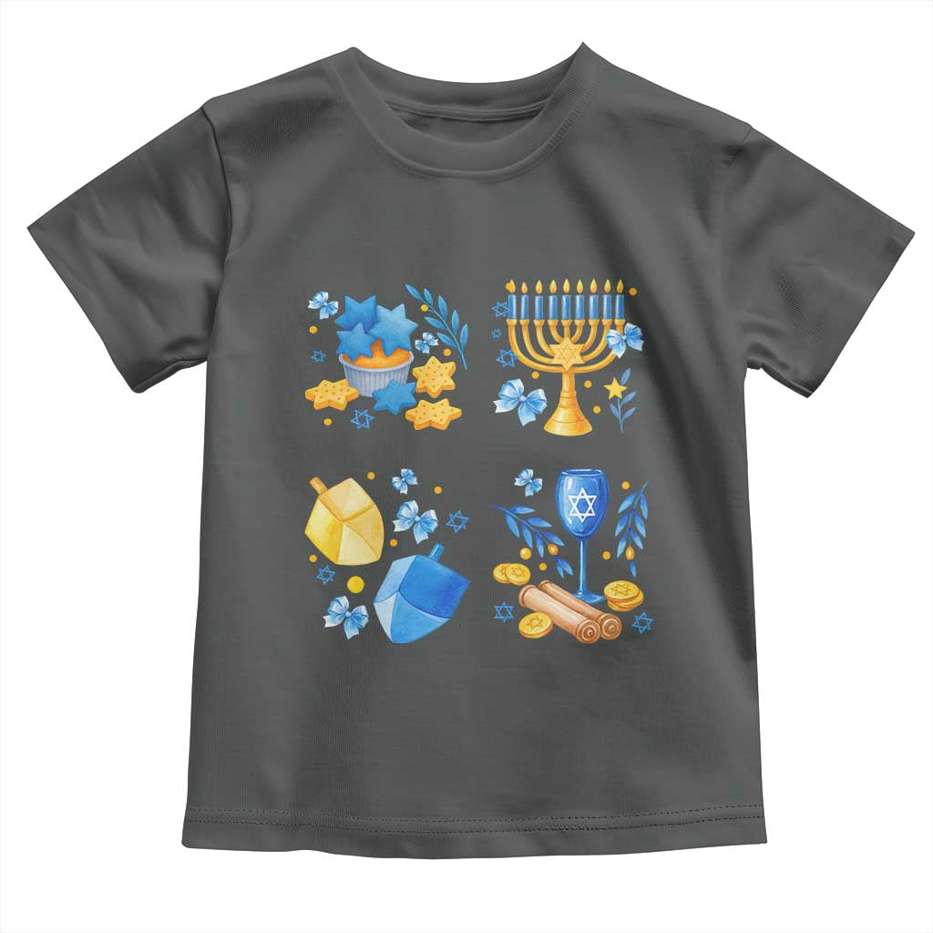 Hanukkah Celebration Toddler T Shirt Menorah Star Of David Candle Dreidel Gift - Wonder Print Shop