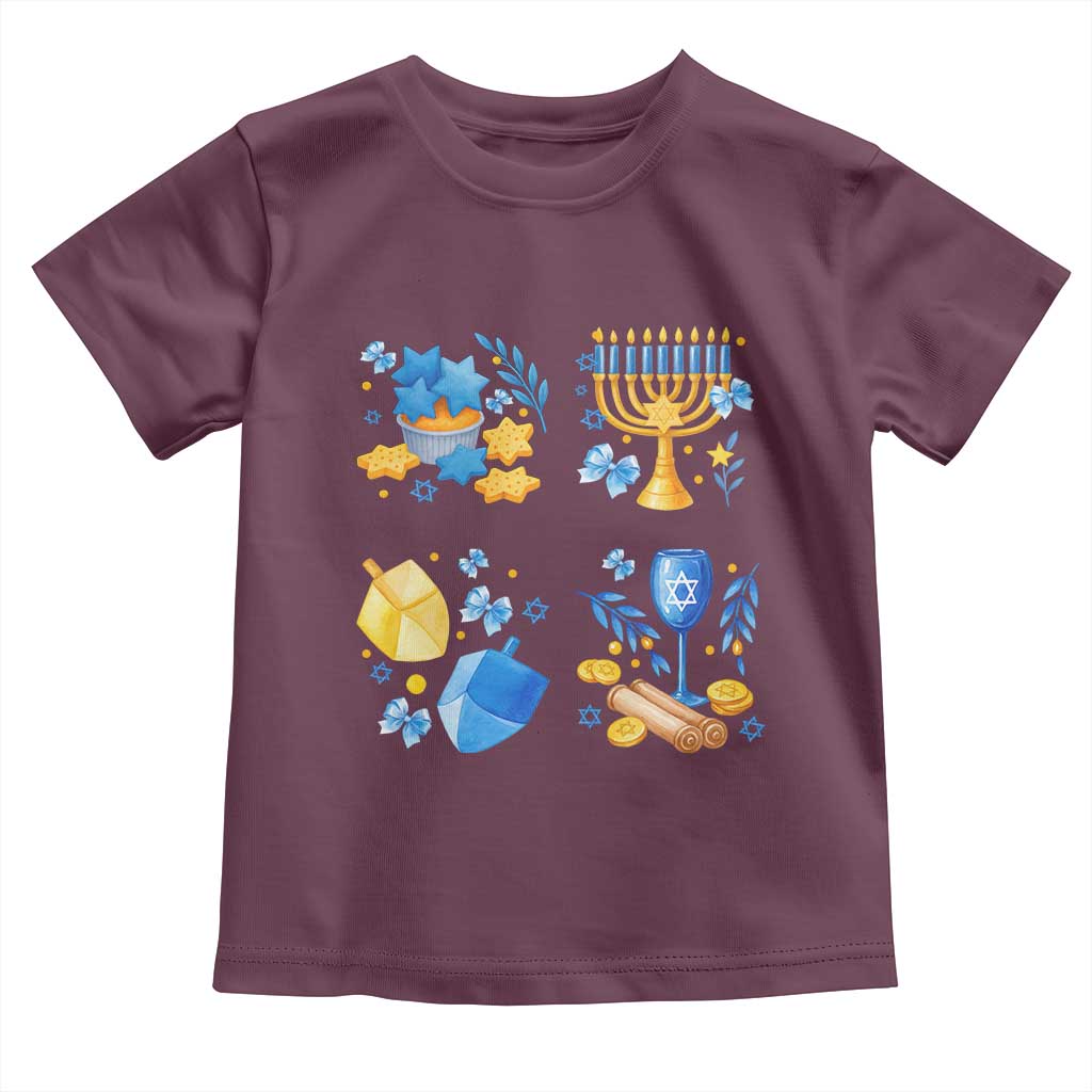 Hanukkah Celebration Toddler T Shirt Menorah Star Of David Candle Dreidel Gift - Wonder Print Shop