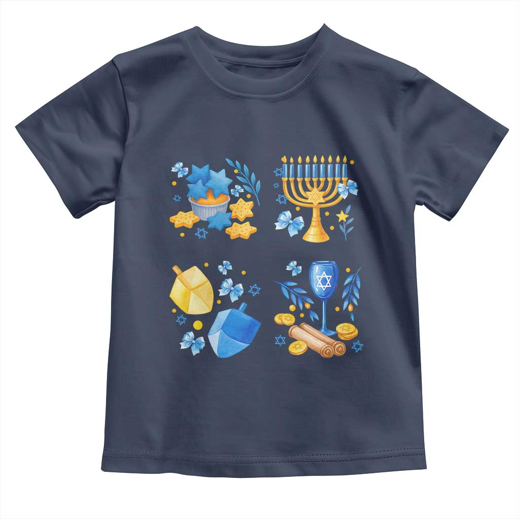 Hanukkah Celebration Toddler T Shirt Menorah Star Of David Candle Dreidel Gift - Wonder Print Shop