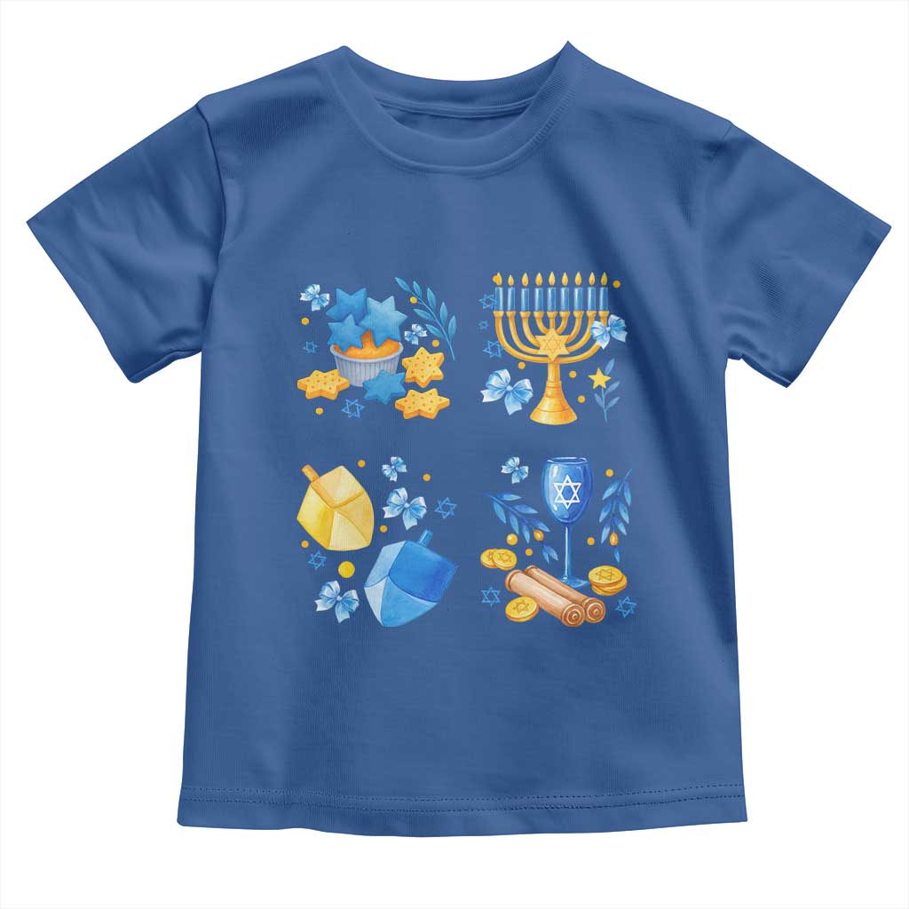 Hanukkah Celebration Toddler T Shirt Menorah Star Of David Candle Dreidel Gift - Wonder Print Shop