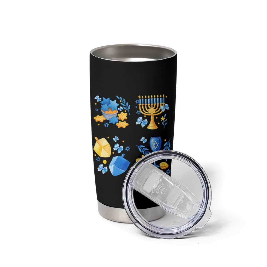 Hanukkah Celebration Tumbler Cup Menorah Star Of David Candle Dreidel Gift - Wonder Print Shop
