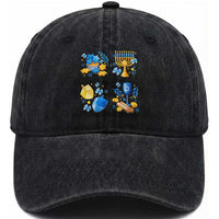 Hanukkah Celebration Washed Cotton Baseball Cap Menorah Star Of David Candle Dreidel Gift
