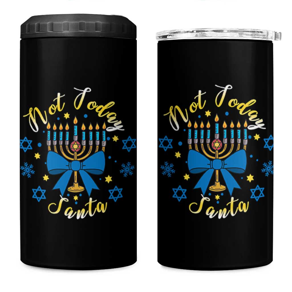 Coquette Hanukkah Menorah Bow 4 in 1 Can Cooler Tumbler Not Today Santa Jewish Holiday Gift - Wonder Print Shop