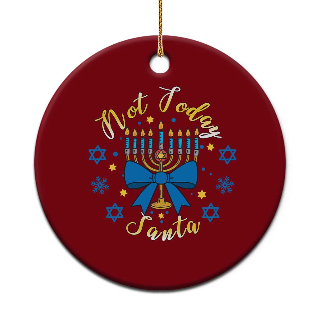Coquette Hanukkah Menorah Bow Ceramic Ornament Not Today Santa Jewish Holiday Gift - Wonder Print Shop