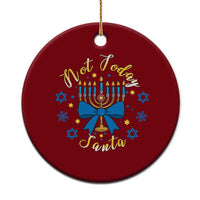 Coquette Hanukkah Menorah Bow Ceramic Ornament Not Today Santa Jewish Holiday Gift - Wonder Print Shop