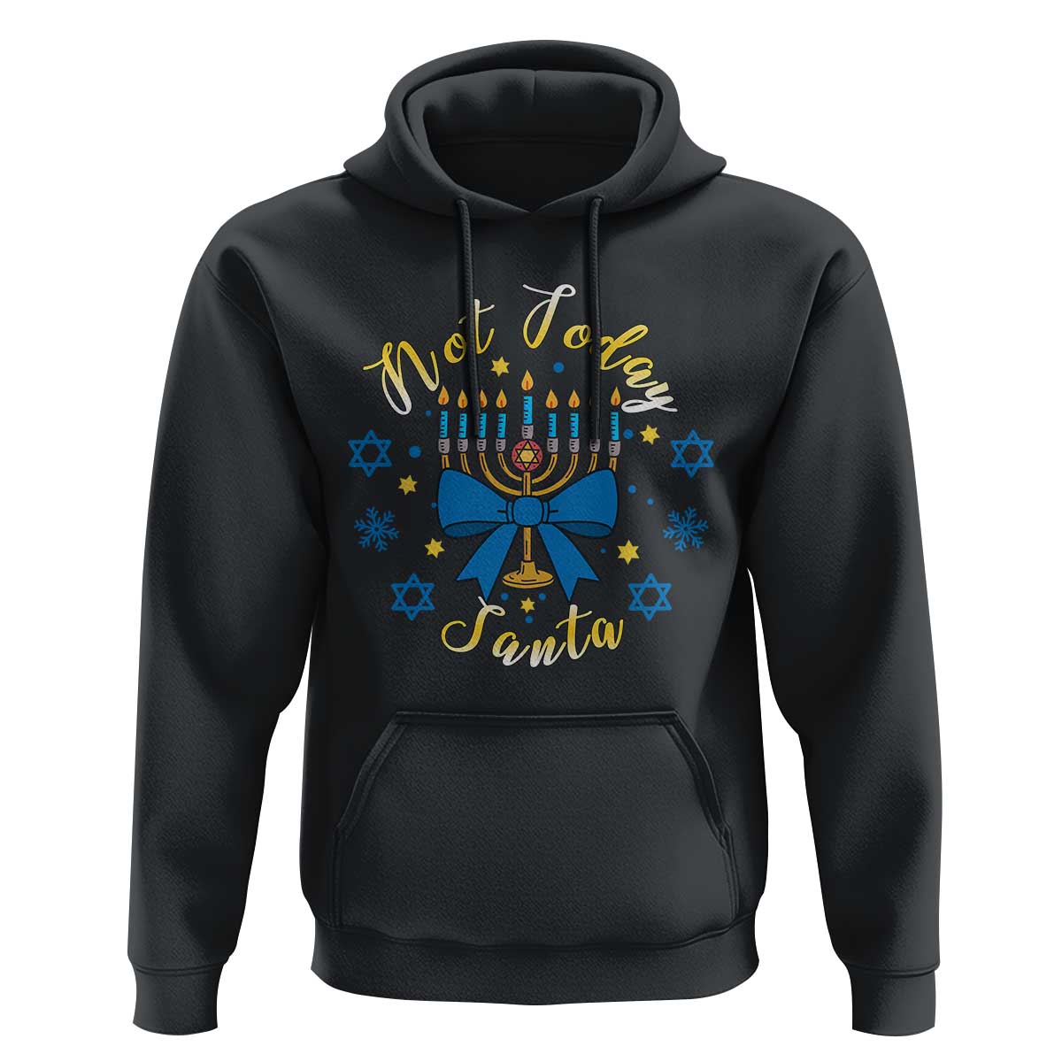 Coquette Hanukkah Menorah Bow Hoodie Not Today Santa Jewish Holiday Gift - Wonder Print Shop