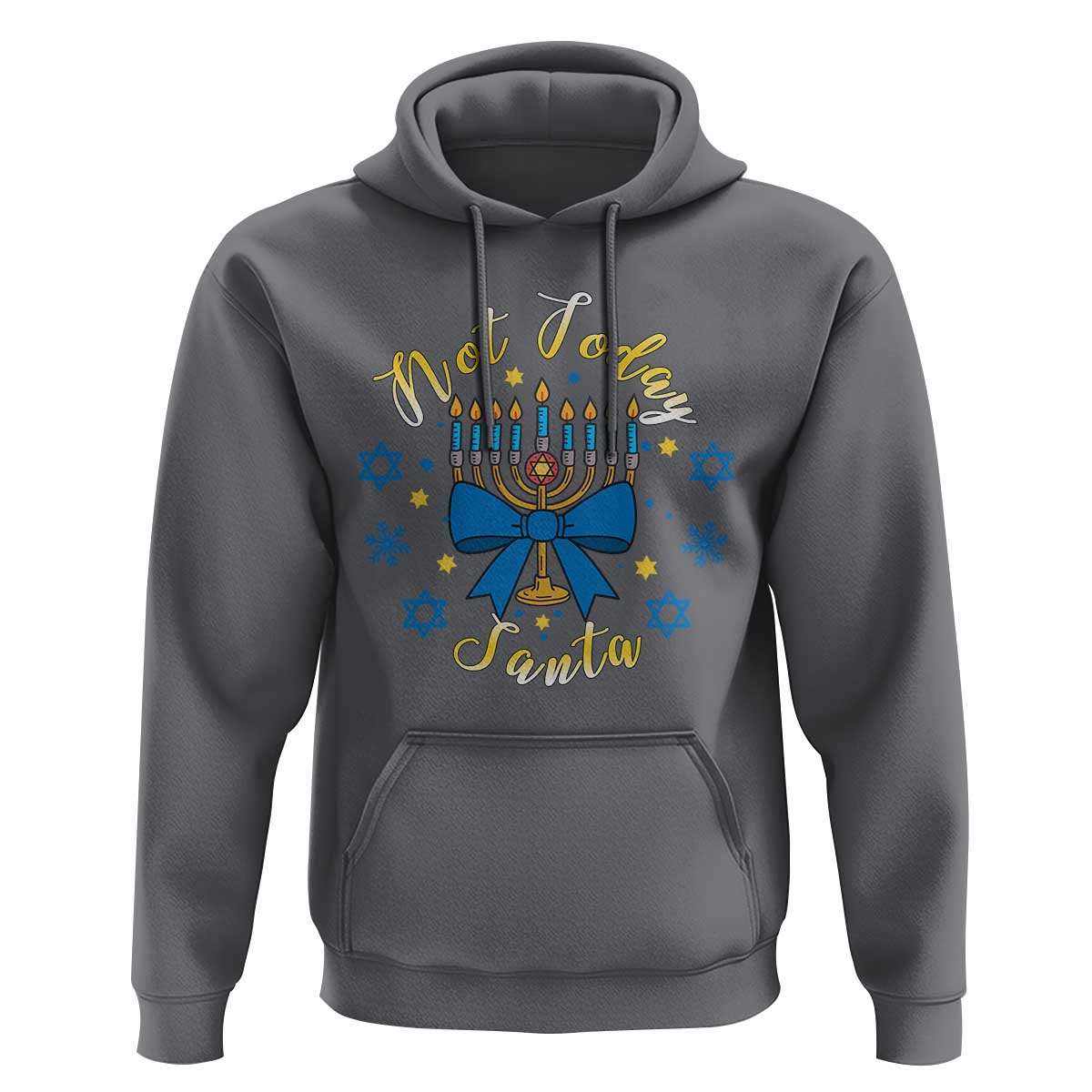 Coquette Hanukkah Menorah Bow Hoodie Not Today Santa Jewish Holiday Gift - Wonder Print Shop