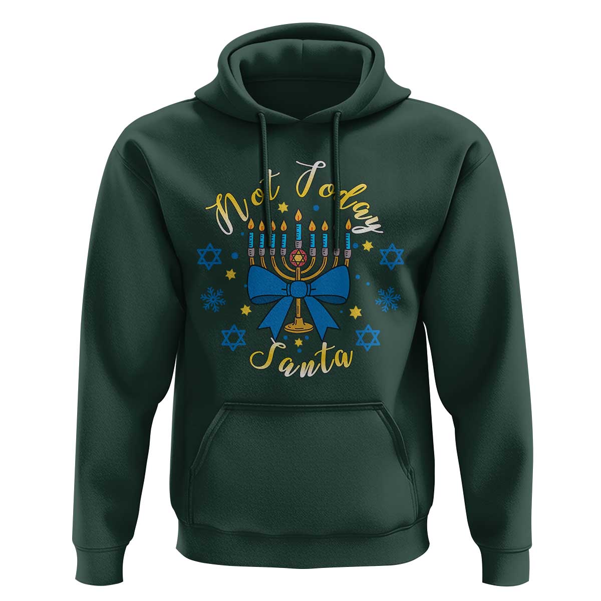 Coquette Hanukkah Menorah Bow Hoodie Not Today Santa Jewish Holiday Gift - Wonder Print Shop