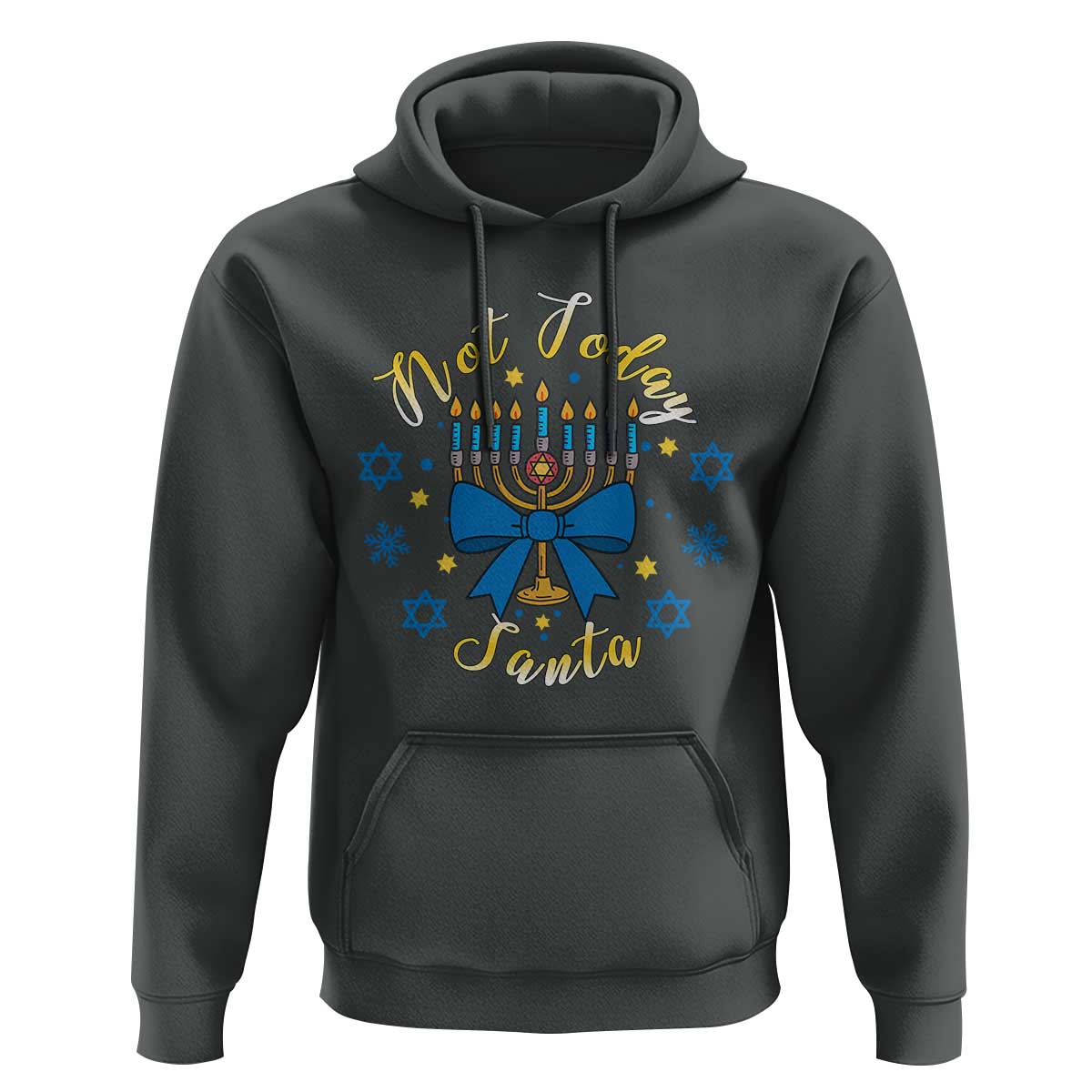 Coquette Hanukkah Menorah Bow Hoodie Not Today Santa Jewish Holiday Gift - Wonder Print Shop