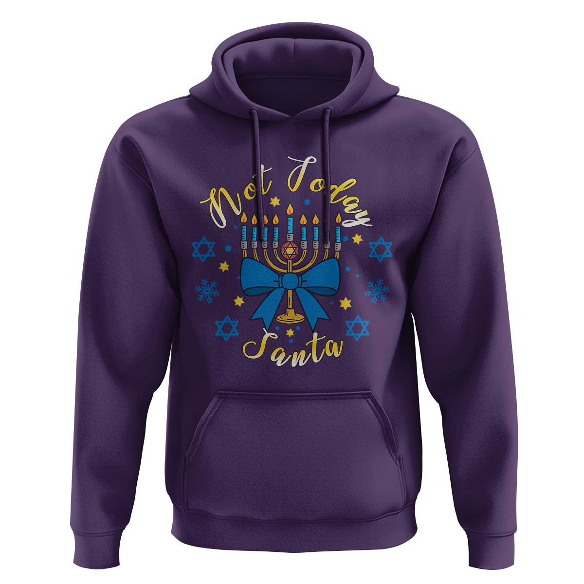 Coquette Hanukkah Menorah Bow Hoodie Not Today Santa Jewish Holiday Gift - Wonder Print Shop