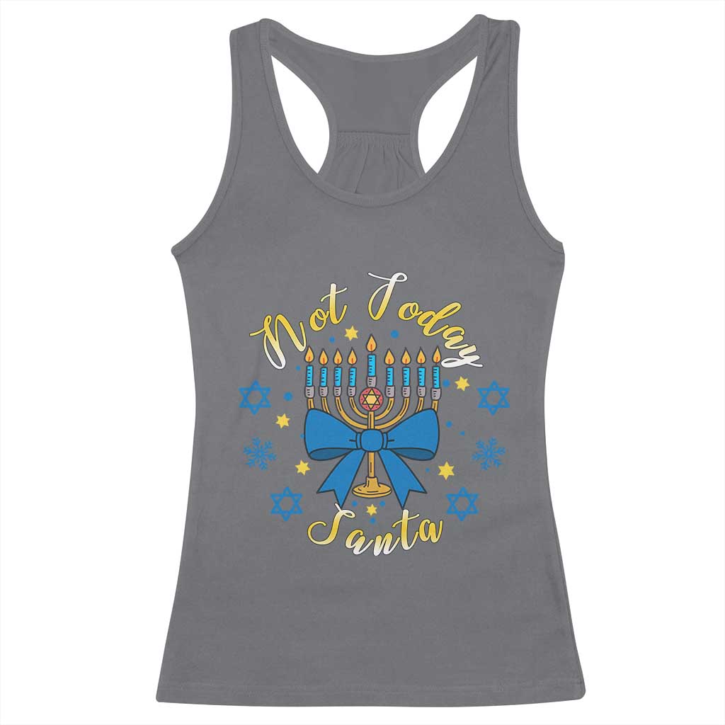 Coquette Hanukkah Menorah Bow Racerback Tank Top Not Today Santa Jewish Holiday Gift - Wonder Print Shop