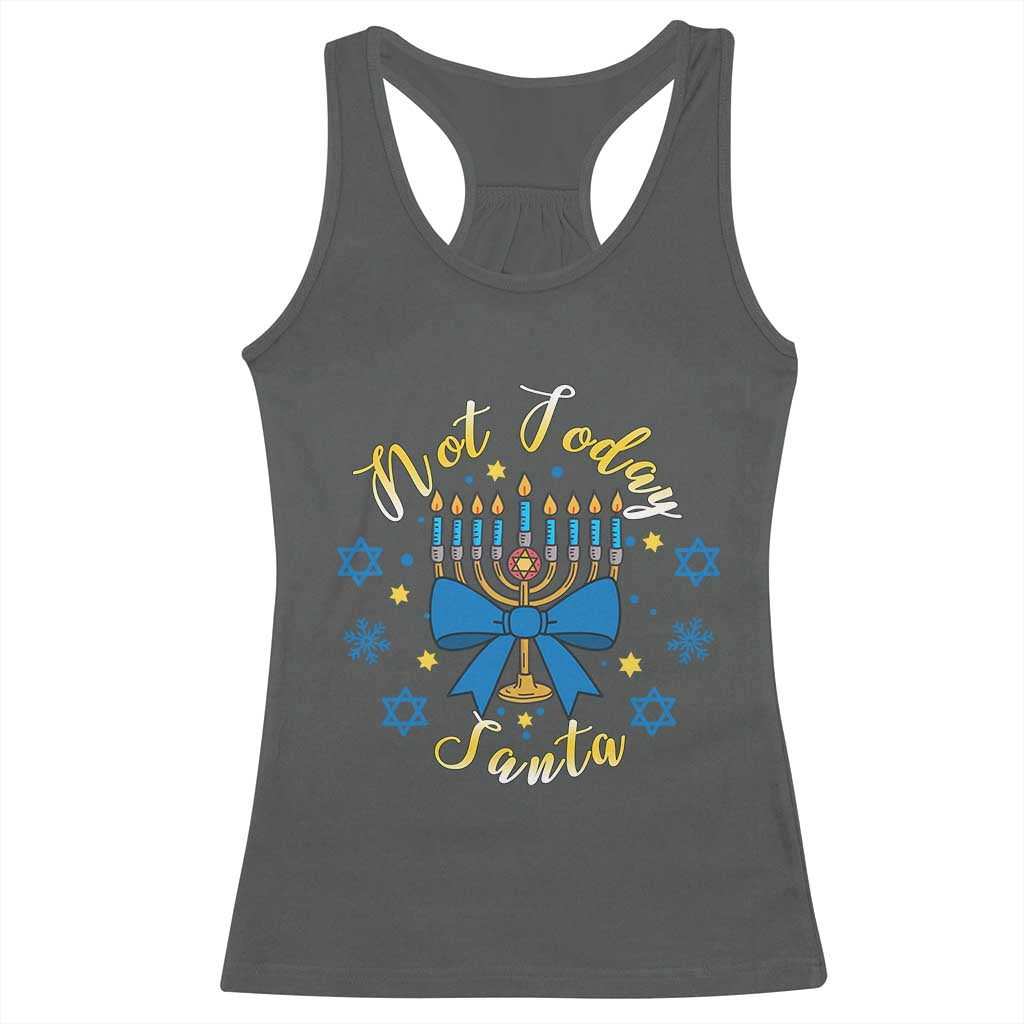 Coquette Hanukkah Menorah Bow Racerback Tank Top Not Today Santa Jewish Holiday Gift - Wonder Print Shop
