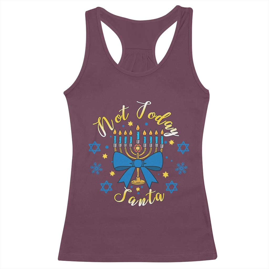 Coquette Hanukkah Menorah Bow Racerback Tank Top Not Today Santa Jewish Holiday Gift - Wonder Print Shop