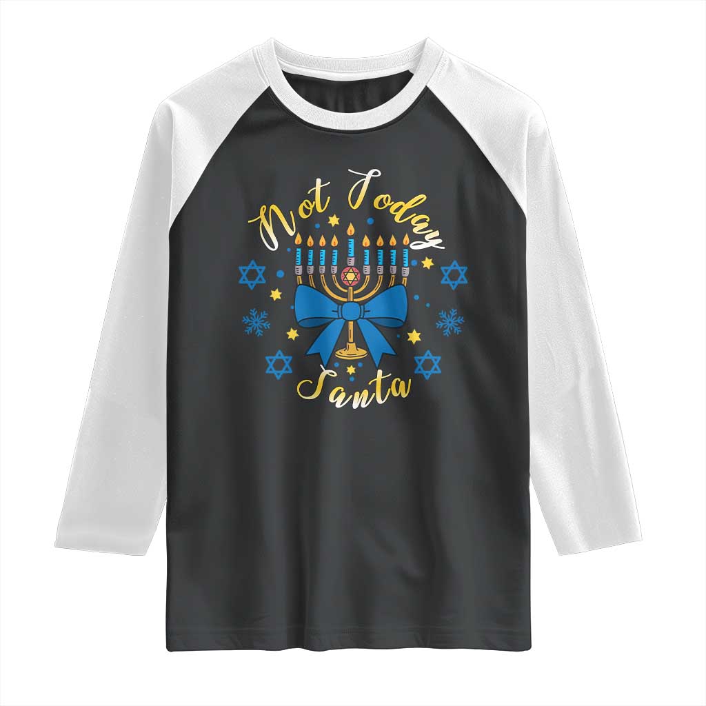 Coquette Hanukkah Menorah Bow Raglan Shirt Not Today Santa Jewish Holiday Gift - Wonder Print Shop