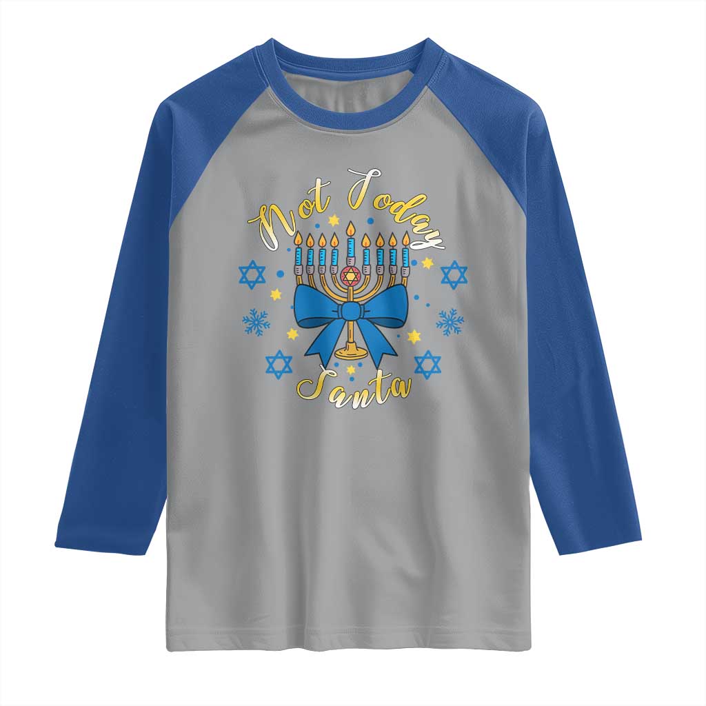 Coquette Hanukkah Menorah Bow Raglan Shirt Not Today Santa Jewish Holiday Gift - Wonder Print Shop