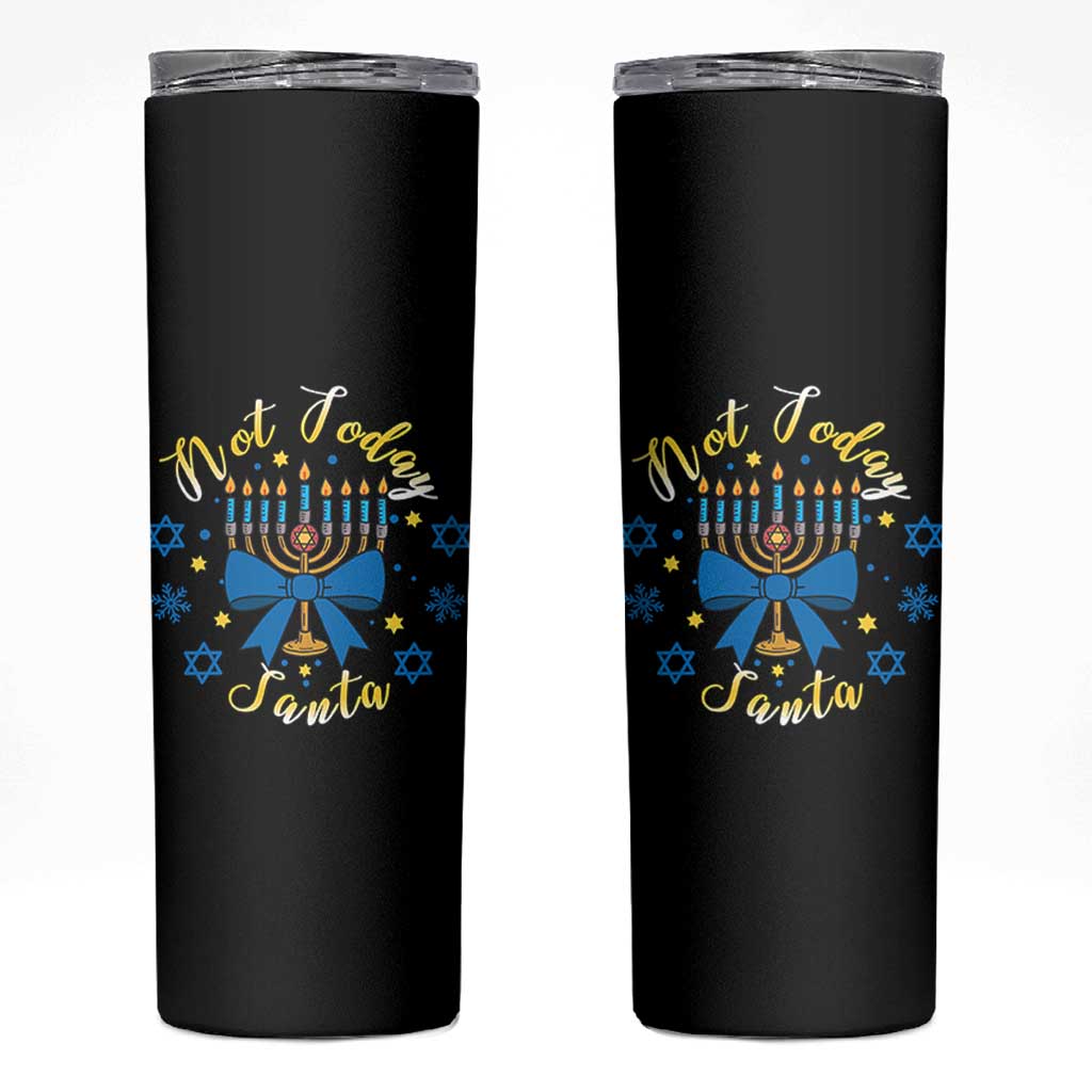 Coquette Hanukkah Menorah Bow Skinny Tumbler Not Today Santa Jewish Holiday Gift - Wonder Print Shop