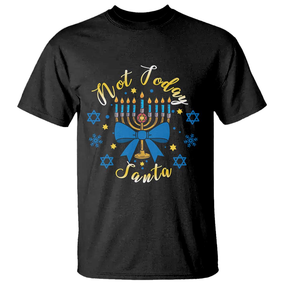 Coquette Hanukkah Menorah Bow T Shirt Not Today Santa Jewish Holiday Gift - Wonder Print Shop