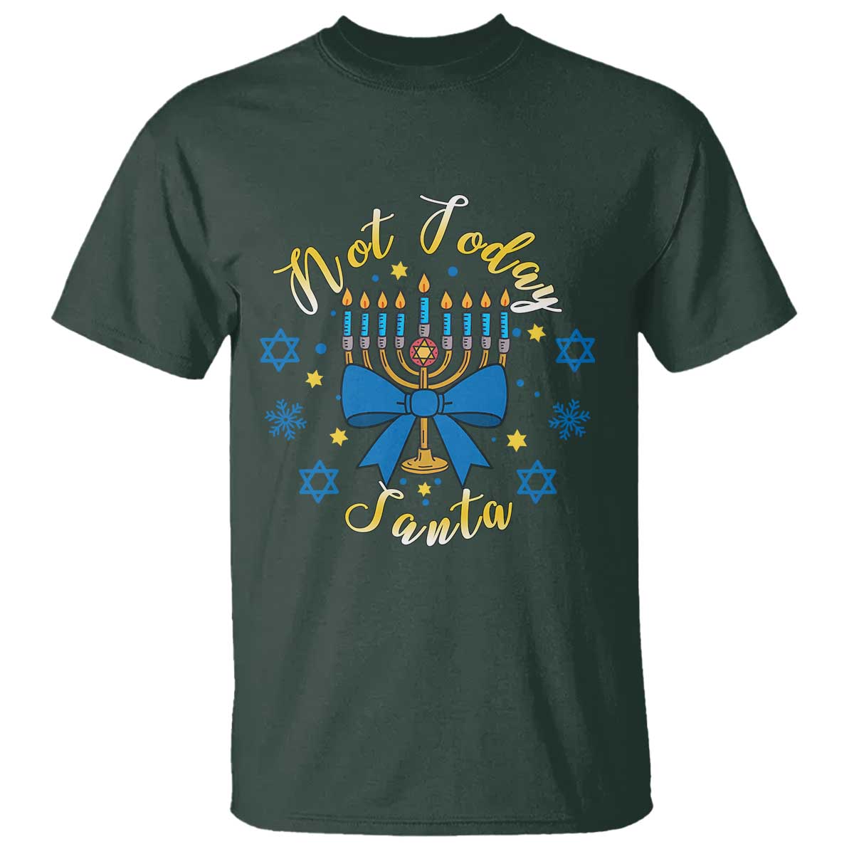 Coquette Hanukkah Menorah Bow T Shirt Not Today Santa Jewish Holiday Gift - Wonder Print Shop
