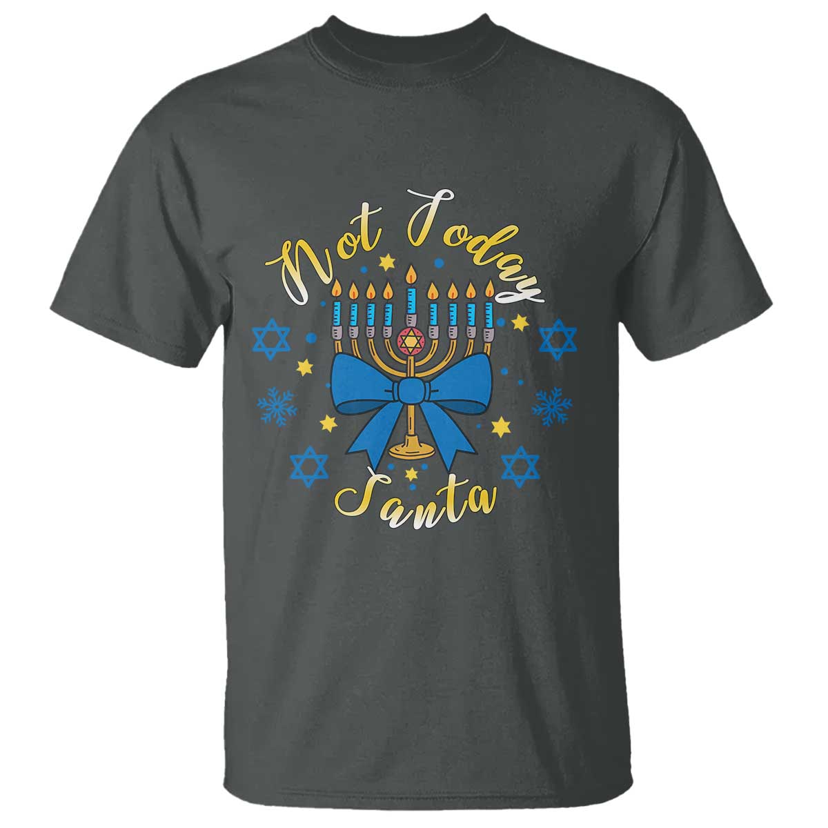 Coquette Hanukkah Menorah Bow T Shirt Not Today Santa Jewish Holiday Gift - Wonder Print Shop