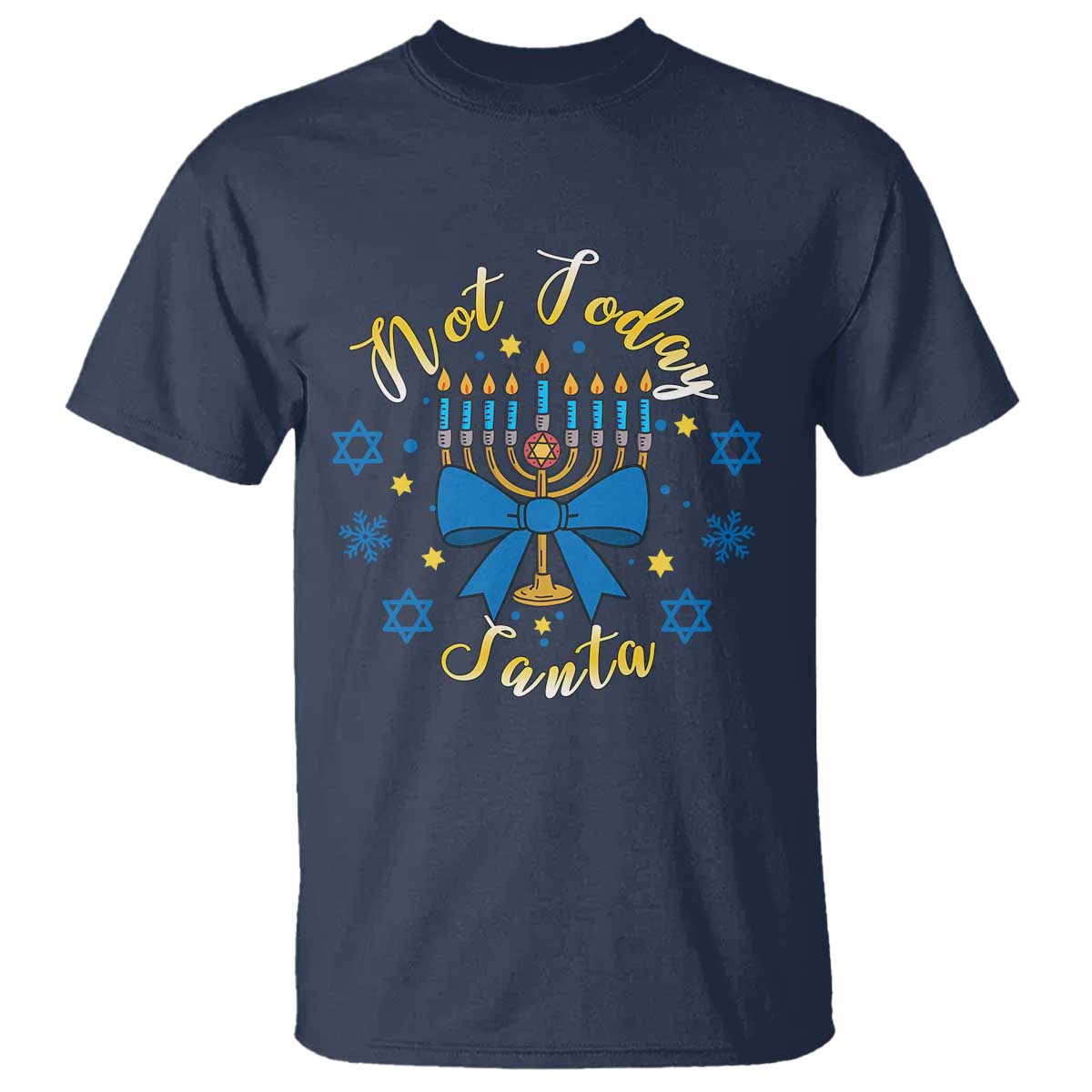 Coquette Hanukkah Menorah Bow T Shirt Not Today Santa Jewish Holiday Gift - Wonder Print Shop