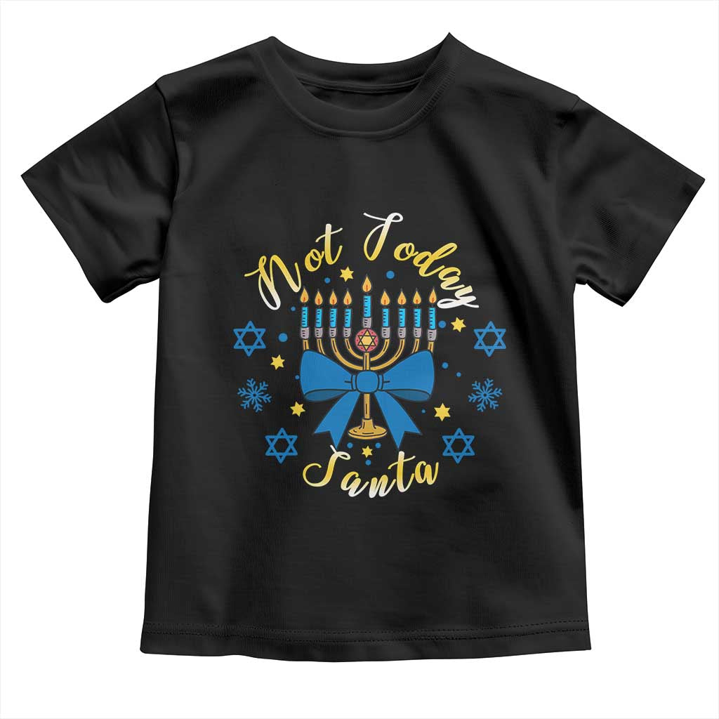 Coquette Hanukkah Menorah Bow Toddler T Shirt Not Today Santa Jewish Holiday Gift - Wonder Print Shop