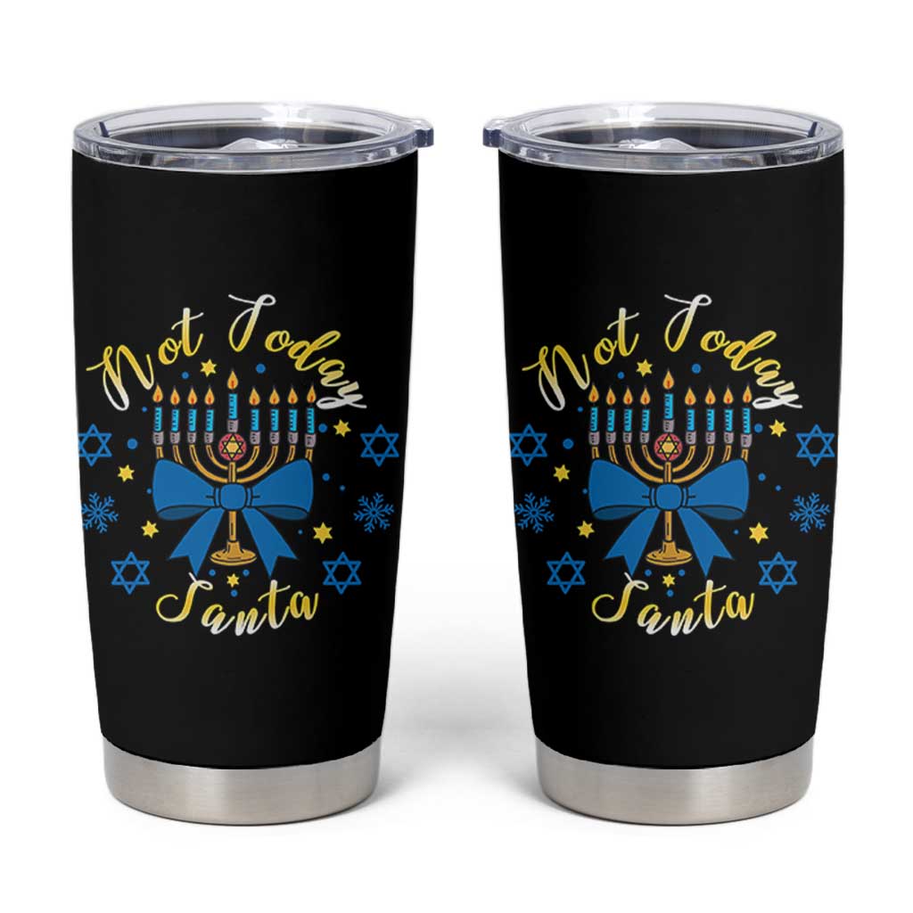 Coquette Hanukkah Menorah Bow Tumbler Cup Not Today Santa Jewish Holiday Gift - Wonder Print Shop
