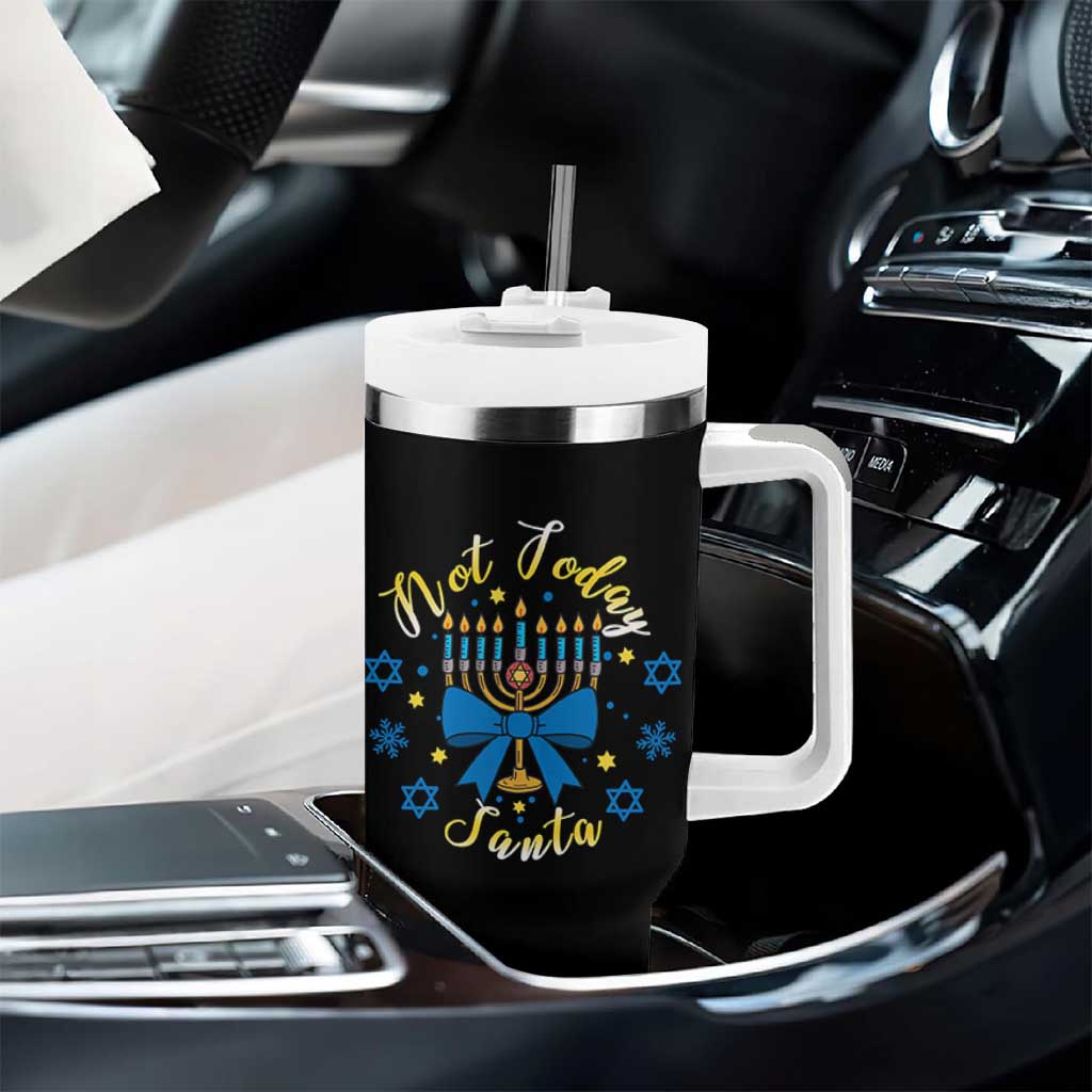 Coquette Hanukkah Menorah Bow Tumbler With Handle Not Today Santa Jewish Holiday Gift - Wonder Print Shop