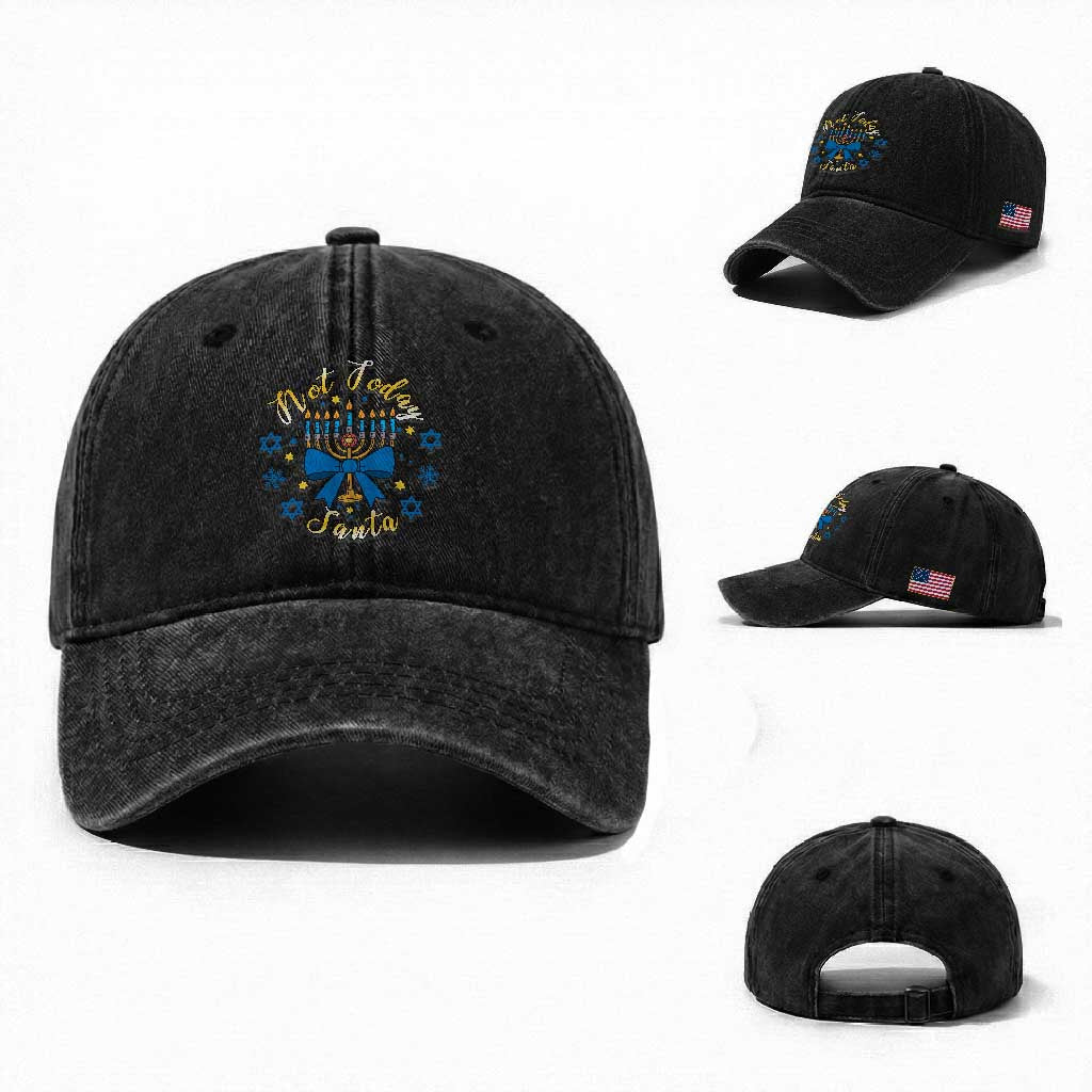 Coquette Hanukkah Menorah Bow Washed Cotton Baseball Cap Not Today Santa Jewish Holiday Gift