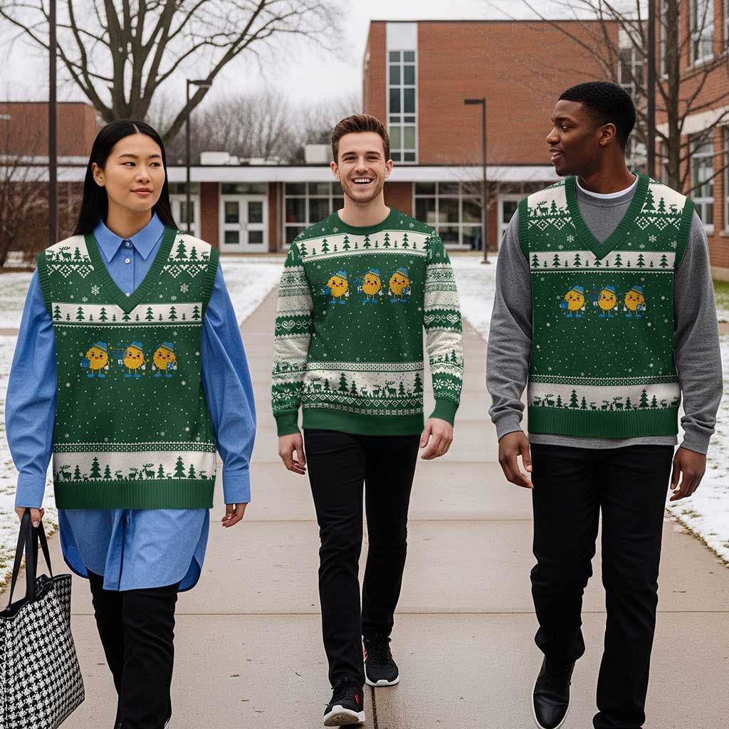 Latke For The Holidays V-Neck Knit Sweater Vest Hanukkah Jewish Xmas Gift - Wonder Print Shop