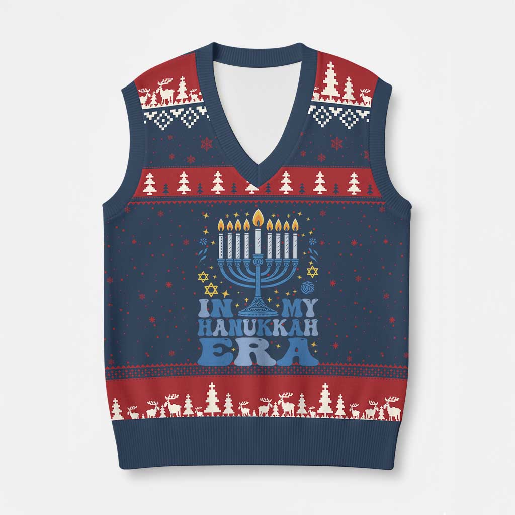 In My Hanukkah Era V-Neck Knit Sweater Vest Festival Of Lights Gift - Wonder Print Shop
