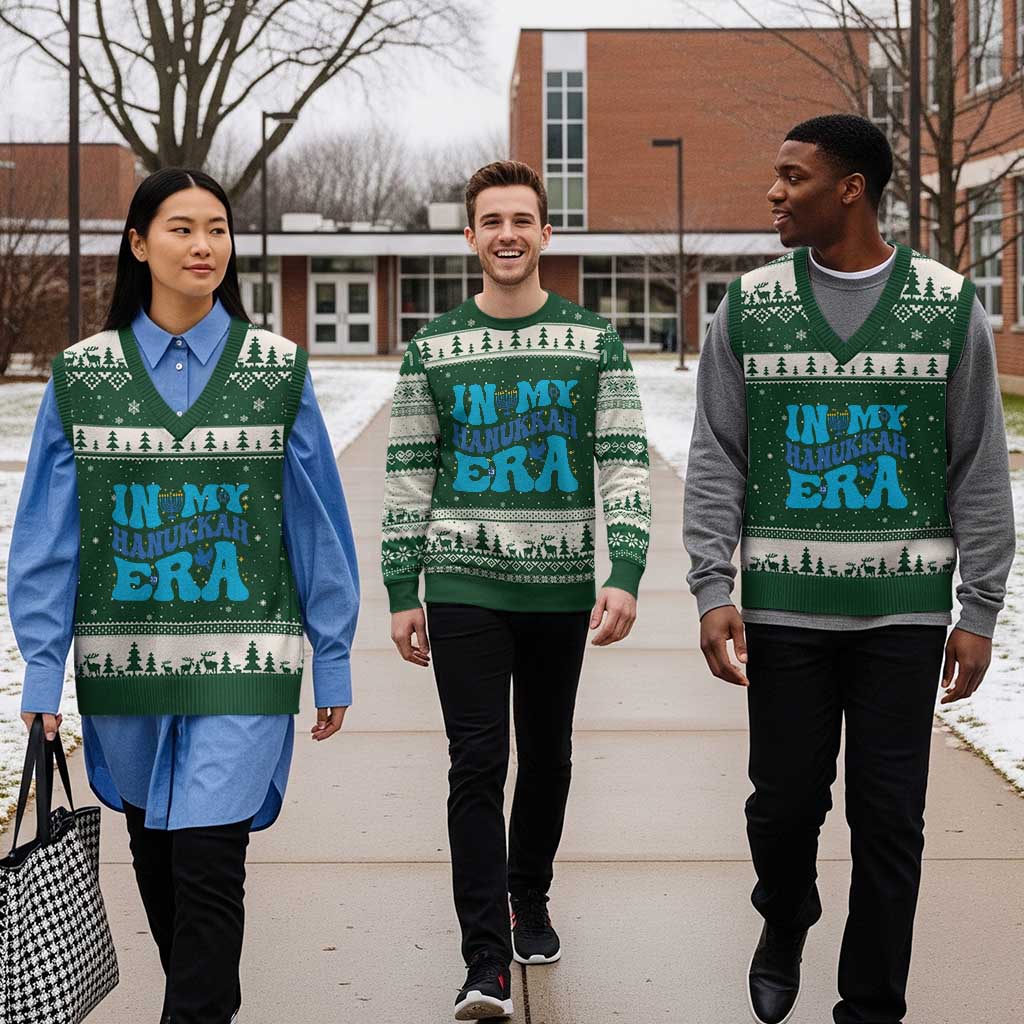 In My Hanukkah Era V-Neck Knit Sweater Vest Jewish Holiday Celebration Gift - Wonder Print Shop