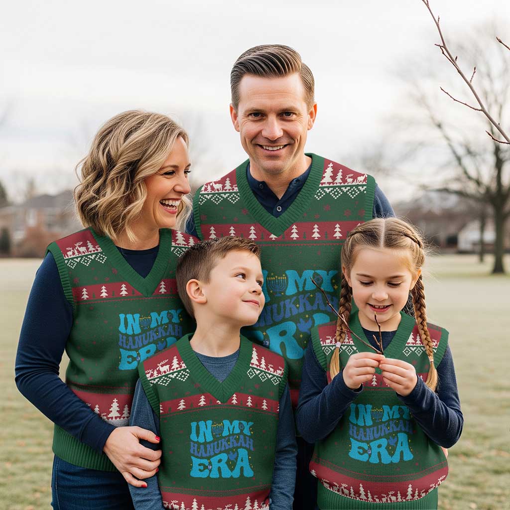 In My Hanukkah Era V-Neck Knit Sweater Vest Jewish Holiday Celebration Gift - Wonder Print Shop