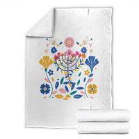 Hanukkah Floral Menorah Throw Blanket Jewish Gift For Women - Wonder Print Shop