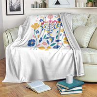 Hanukkah Floral Menorah Throw Blanket Jewish Gift For Women - Wonder Print Shop