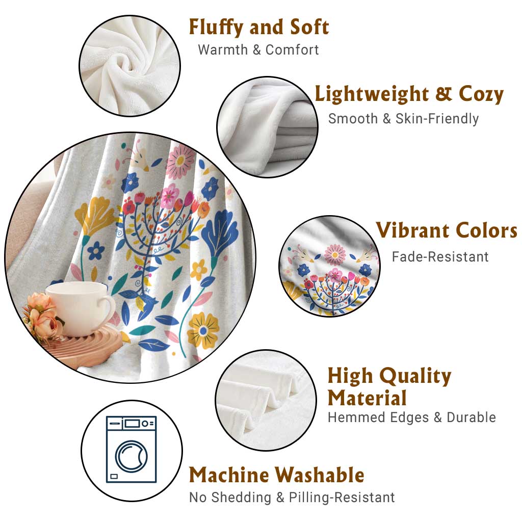 Hanukkah Floral Menorah Throw Blanket Jewish Gift For Women - Wonder Print Shop