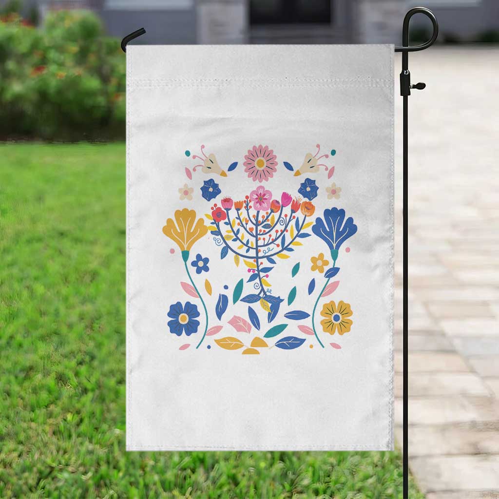 Hanukkah Floral Menorah Garden Flag Jewish Gift For Women - Wonder Print Shop