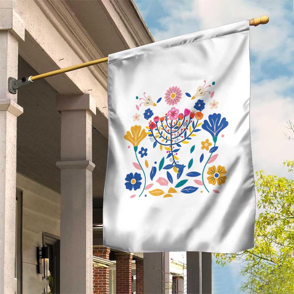 Hanukkah Floral Menorah Garden Flag Jewish Gift For Women - Wonder Print Shop