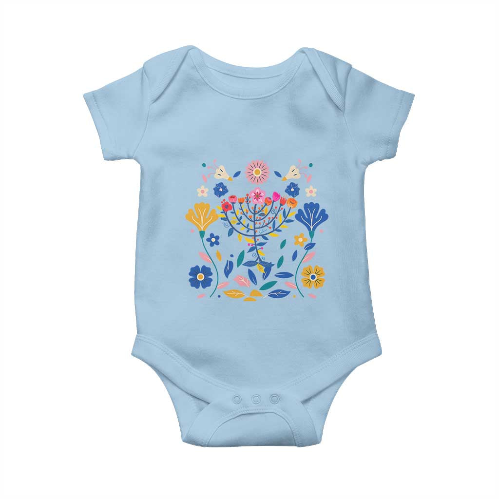 Hanukkah Floral Menorah Baby Onesie Jewish Gift For Women - Wonder Print Shop