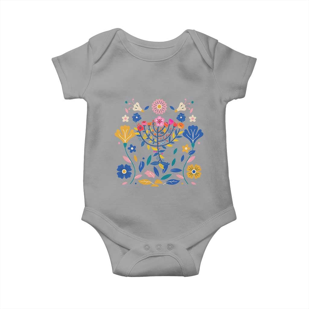 Hanukkah Floral Menorah Baby Onesie Jewish Gift For Women - Wonder Print Shop