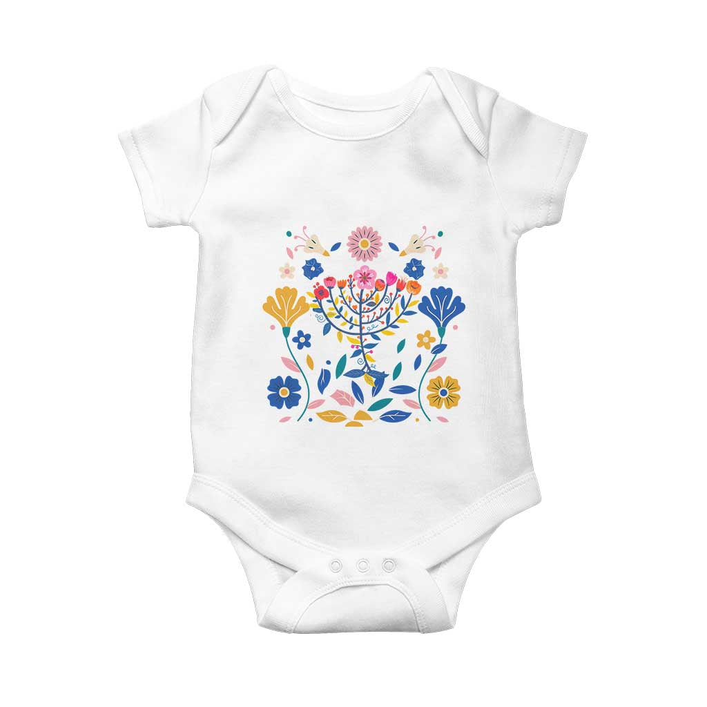 Hanukkah Floral Menorah Baby Onesie Jewish Gift For Women - Wonder Print Shop