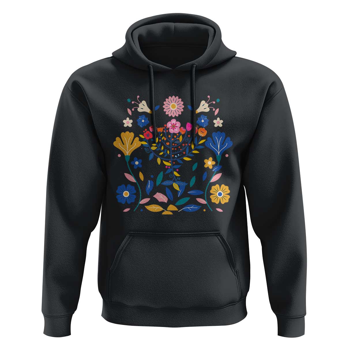 Hanukkah Floral Menorah Hoodie Jewish Gift For Women - Wonder Print Shop